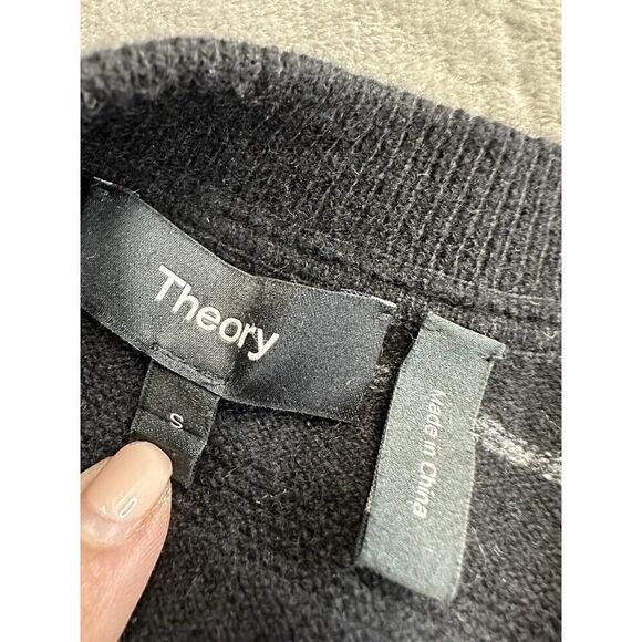 Theory Men's Riland Striped Pullover Sweater Greay Small 100% Cashmere - Picture 10 of 12